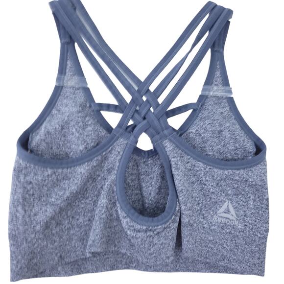 Reebok Sports Bra Medium Gray, Strappy Back, Removable Pads, Wireless - Picture 2 of 3